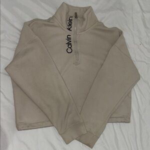 Calvin Klein Men's Beige Zip-Up Sweater